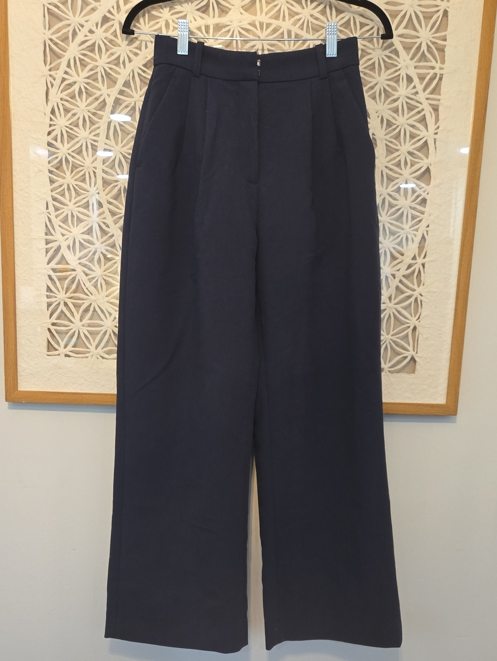 Abercrombie & Fitch Sloane Curve Love Navy High-Rise Wide-Leg Trousers Size 25